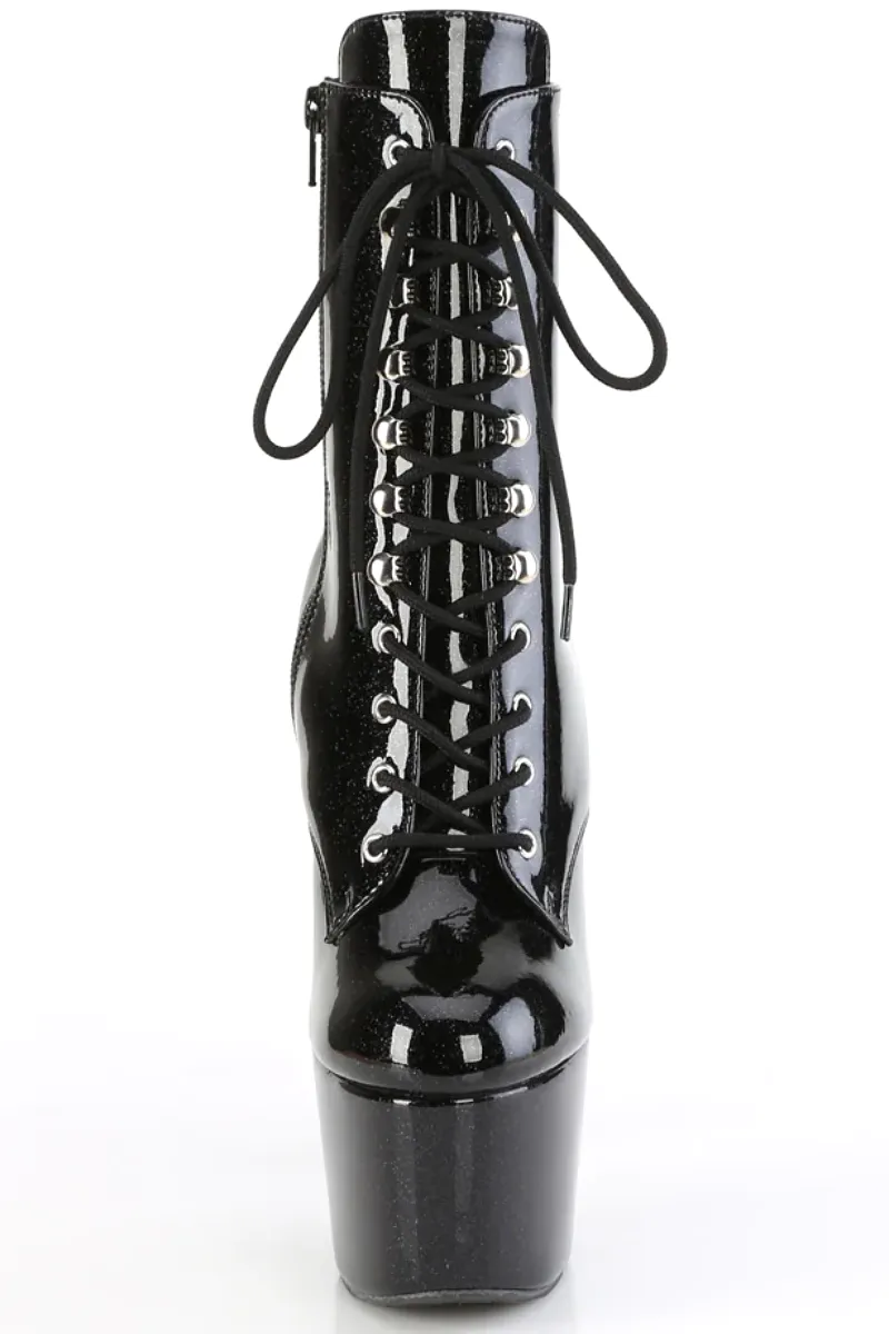 Pleaser USA Adore-1020GP 7inch Pleaser Boots - Black Glitter