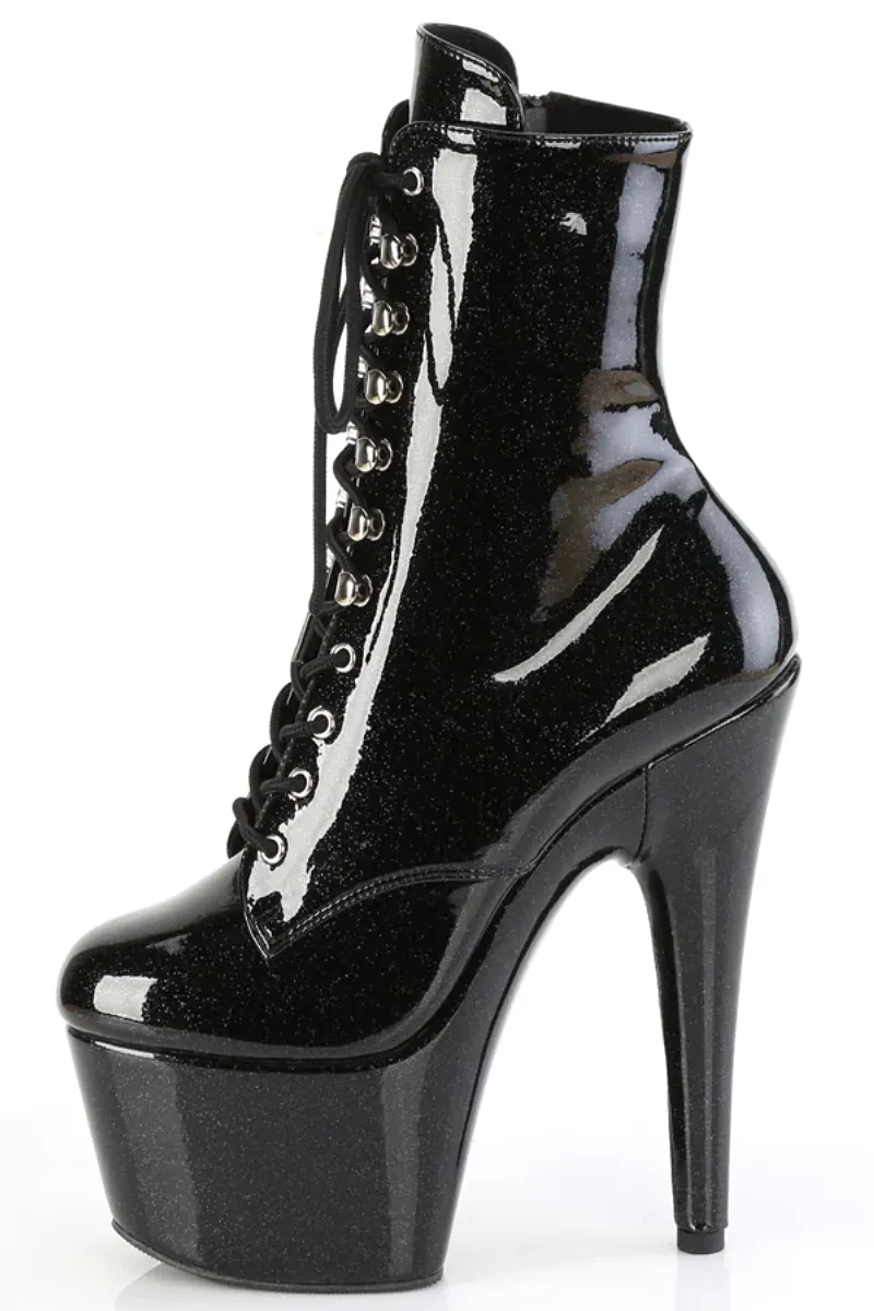 Pleaser USA Adore-1020GP 7inch Pleaser Boots - Black Glitter