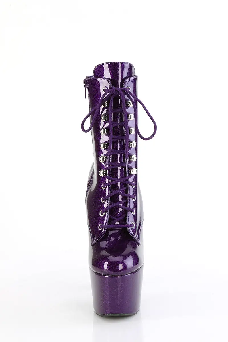 Pleaser USA Adore-1020GP 7inch Pleaser Boots - Purple Glitter