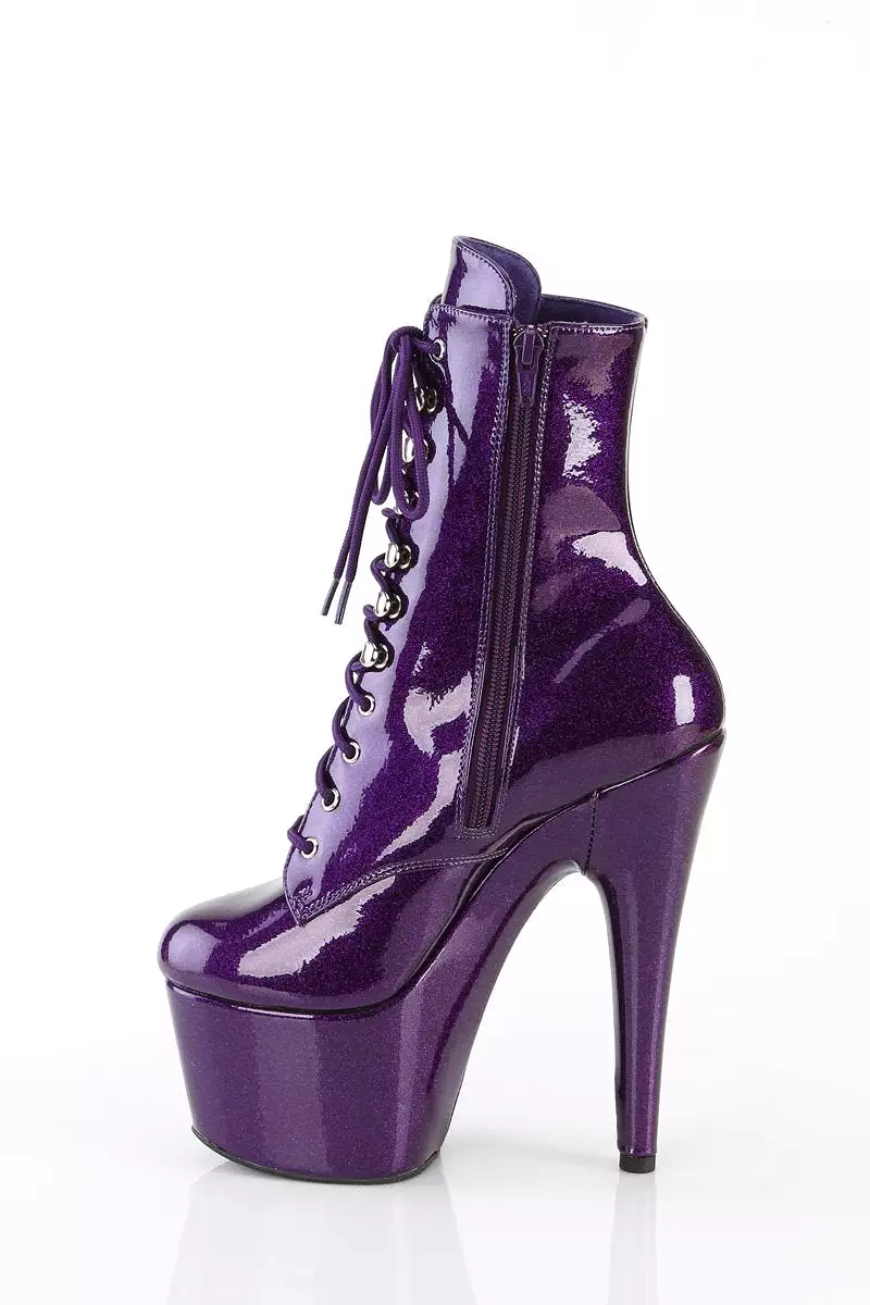 Pleaser USA Adore-1020GP 7inch Pleaser Boots - Purple Glitter