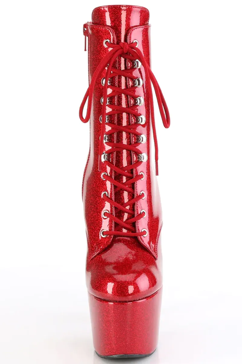 Pleaser USA Adore-1020GP 7inch Pleaser Boots - Ruby Glitter