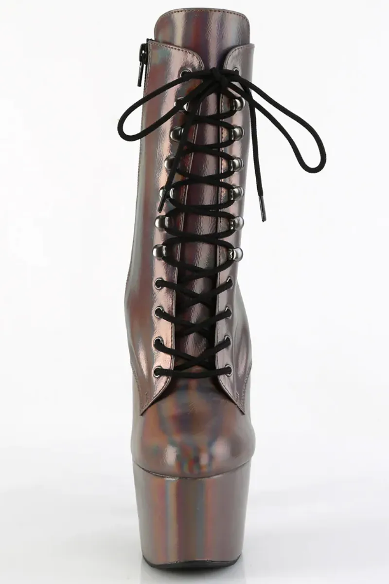 Pleaser USA Adore-1020HG 7inch Pleaser Boots - Holographic Gun Metal