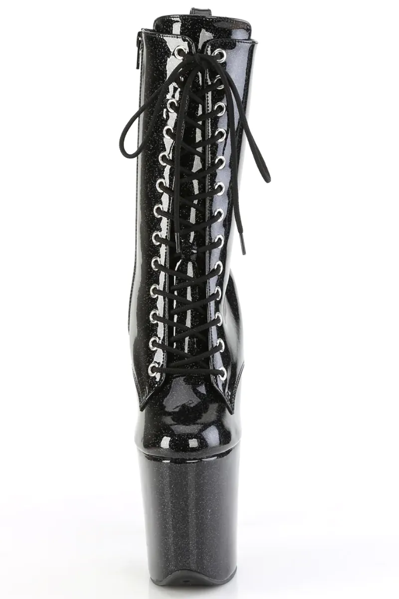 Pleaser USA Flamingo-1040GP 8inch Pleaser Boots - Black Glitter