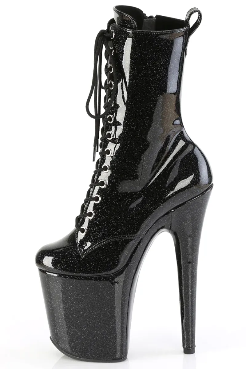 Pleaser USA Flamingo-1040GP 8inch Pleaser Boots - Black Glitter