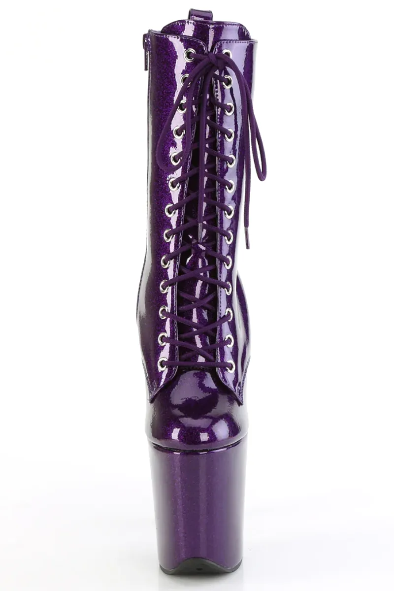 Pleaser USA Flamingo-1040GP 8inch Pleaser Boots - Purple Glitter