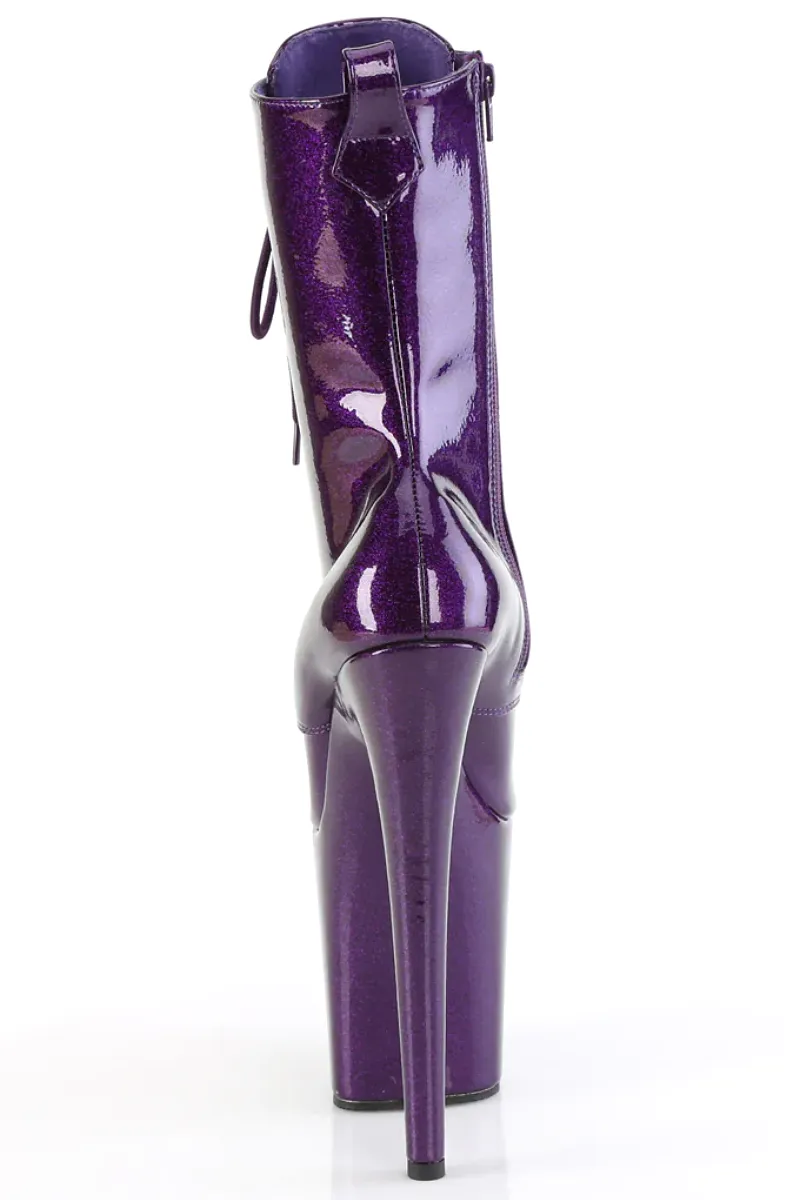 Pleaser USA Flamingo-1040GP 8inch Pleaser Boots - Purple Glitter