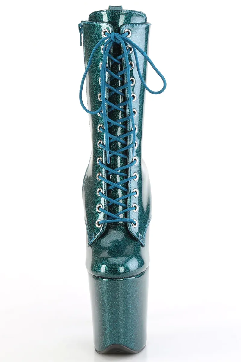 Pleaser USA Flamingo-1040GP 8inch Pleaser Boots - Teal Glitter