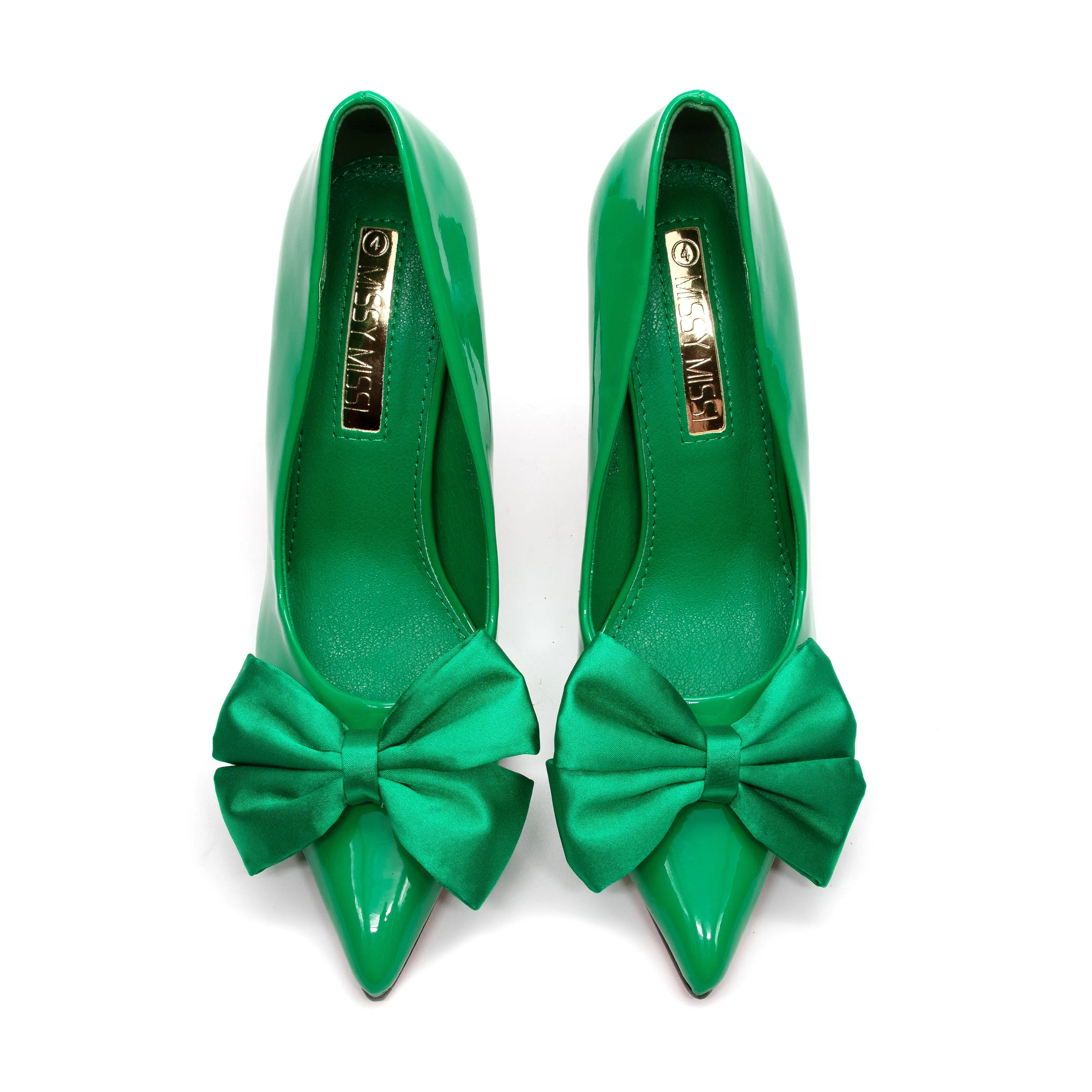 Pointed Toe Bow Knot Glossy High Heel