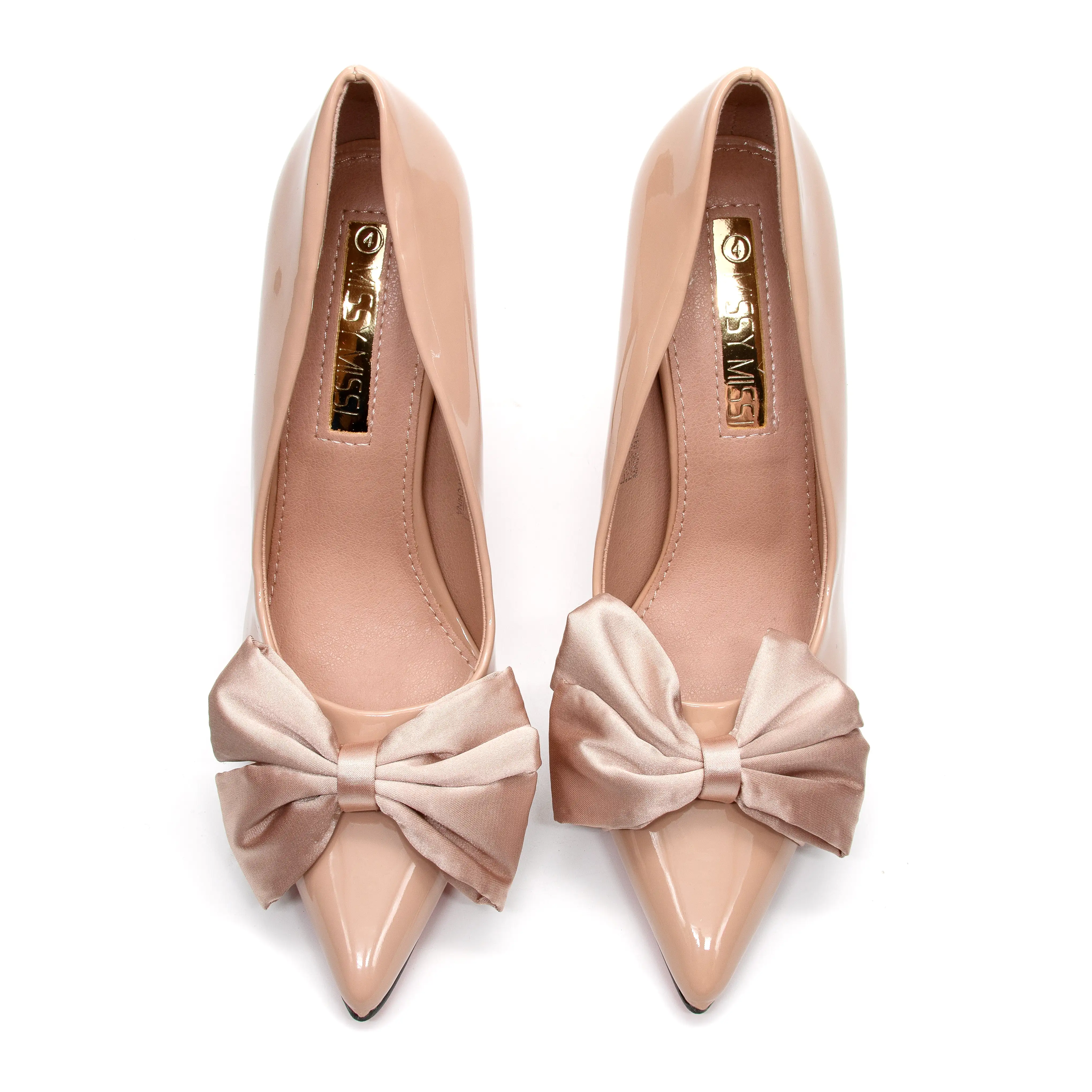 Pointed Toe Bow Knot Glossy High Heel