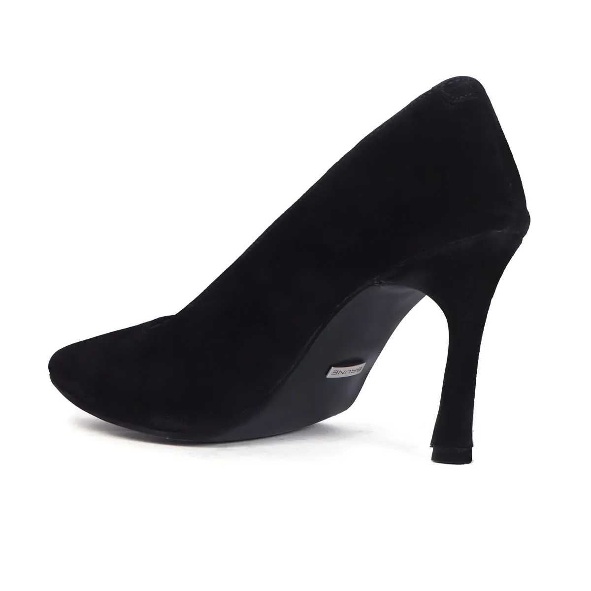 Pointed Toe Sleek Stiletto Pencil Heel Ladies formal Black Suede Leather Footwear By Brune & Bareskin