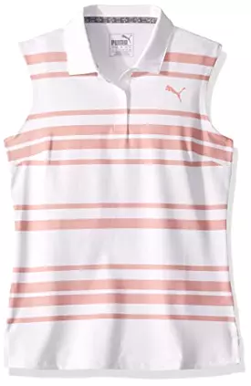 Puma Junior Girls Sleeveless Stripe Golf Polo