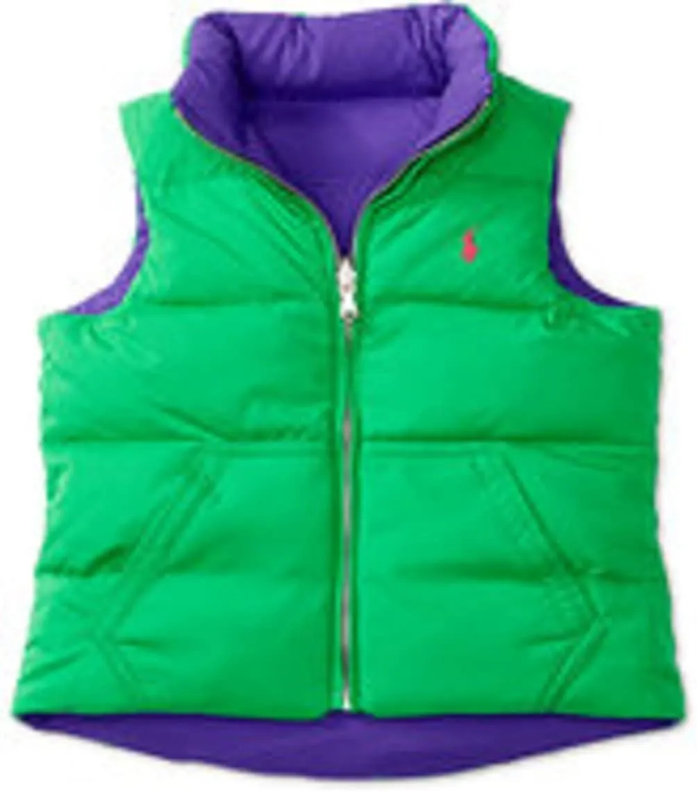 Ralph Lauren Reversible Down Zip Vest Large Girls Vibrant Purple