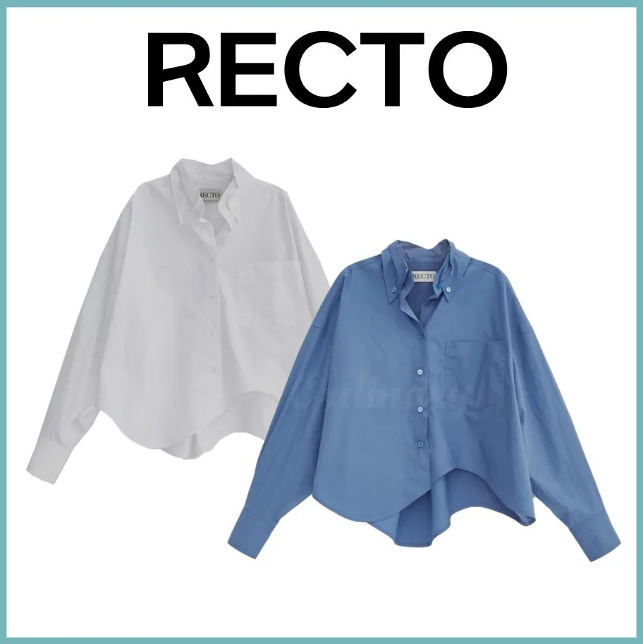 RECTO  |Street Style Cotton Office Style Logo Shirts & Blouses