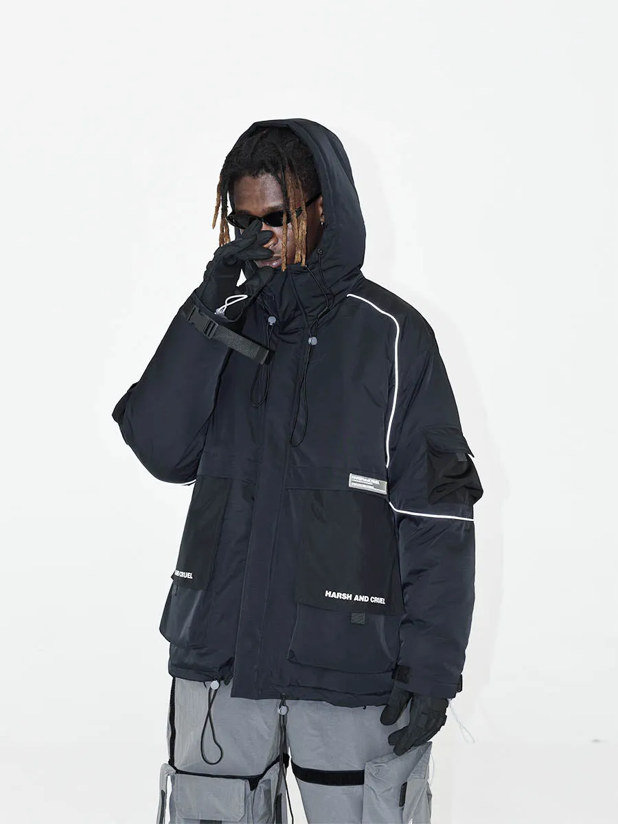 Reflective Strip Hooded Down Jacket