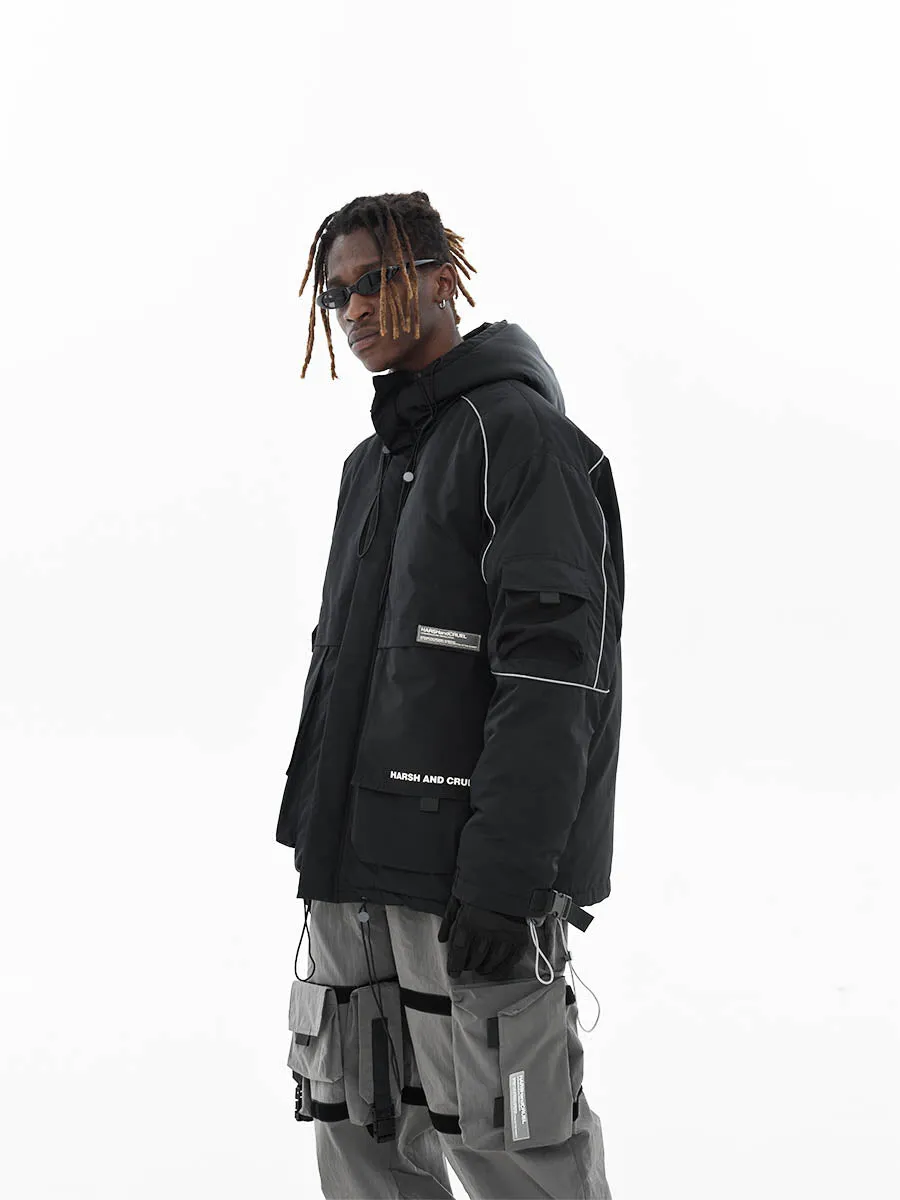 Reflective Strip Hooded Down Jacket