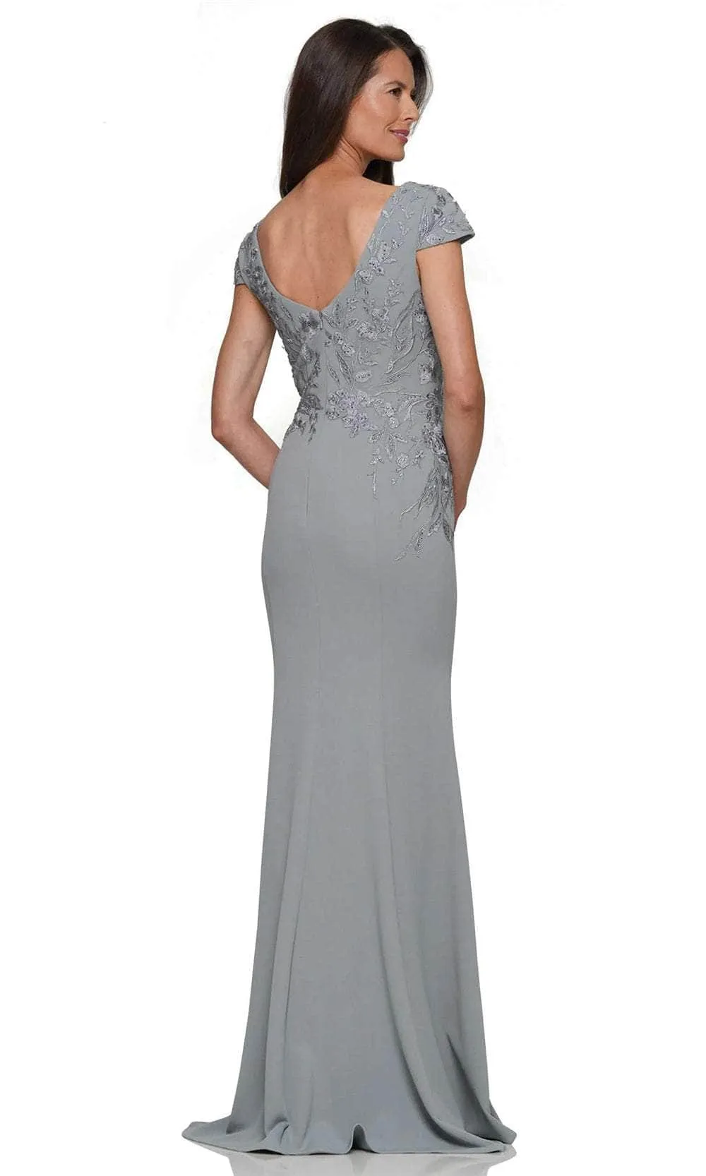 Rina di Montella RD2960 - Cap Sleeves Embroidered Evening Gown