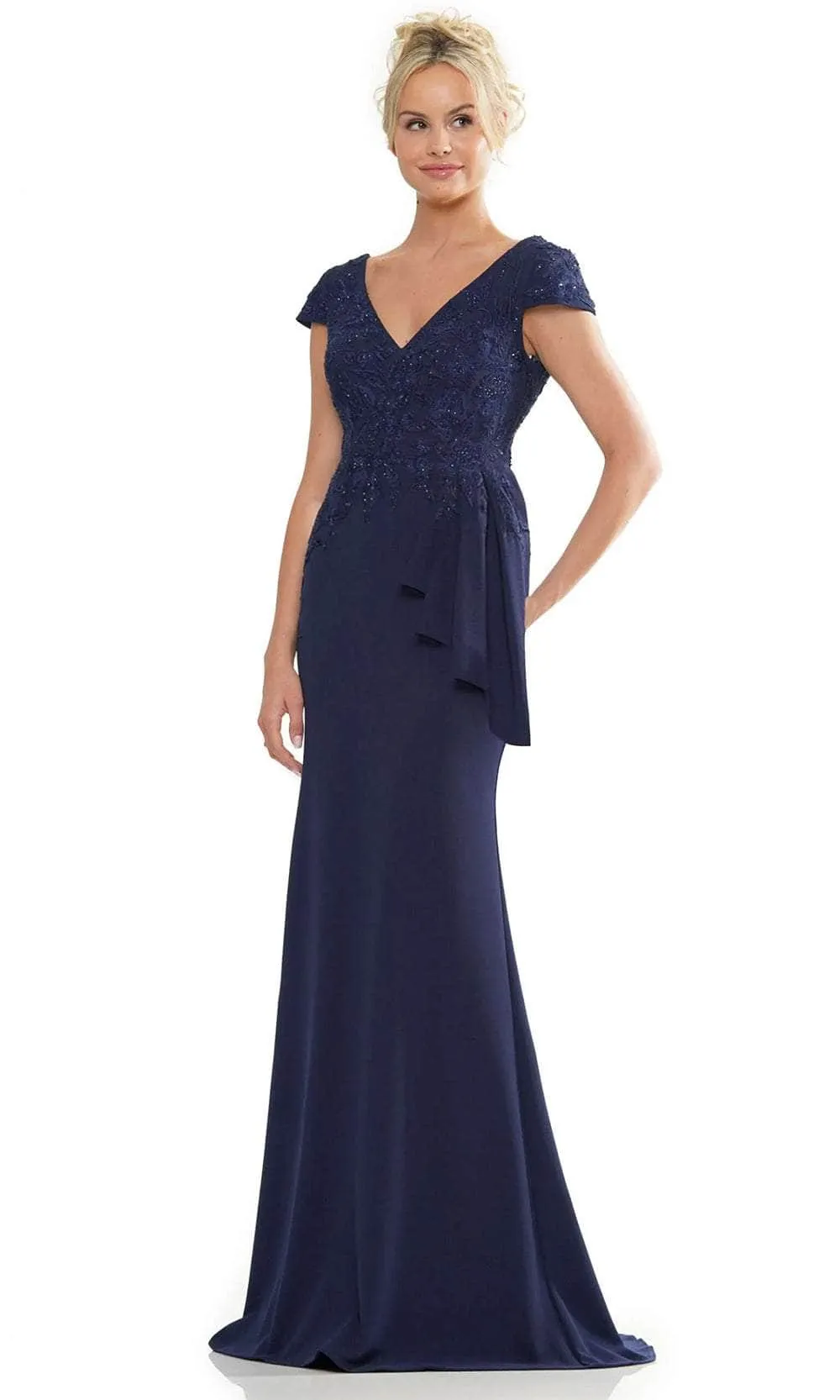 Rina di Montella RD2960 - Cap Sleeves Embroidered Evening Gown