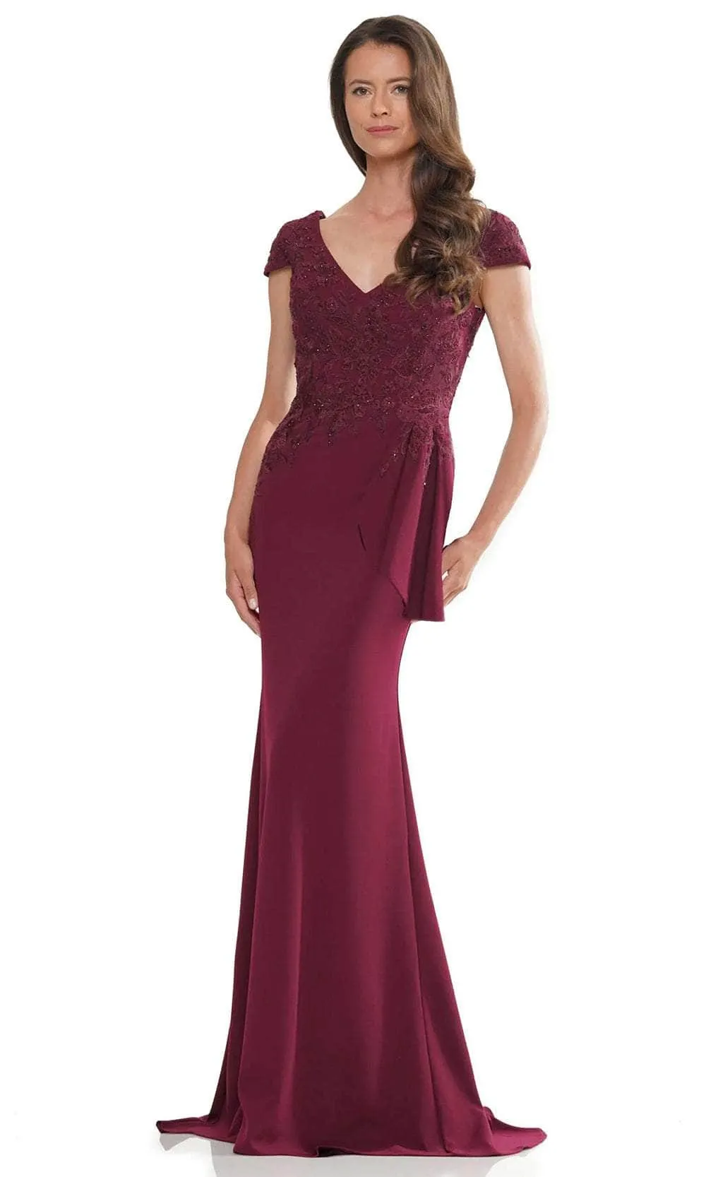 Rina di Montella RD2960 - Cap Sleeves Embroidered Evening Gown