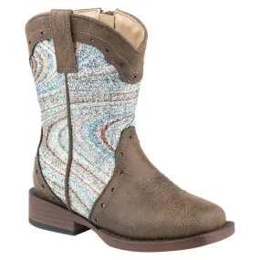 Roper Girl's Square Toe Glitter Swirl Boots