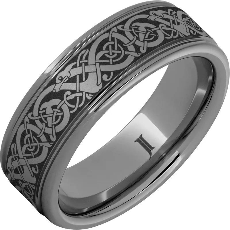 Rugged Tungsten Viking Rounded Edge Ring