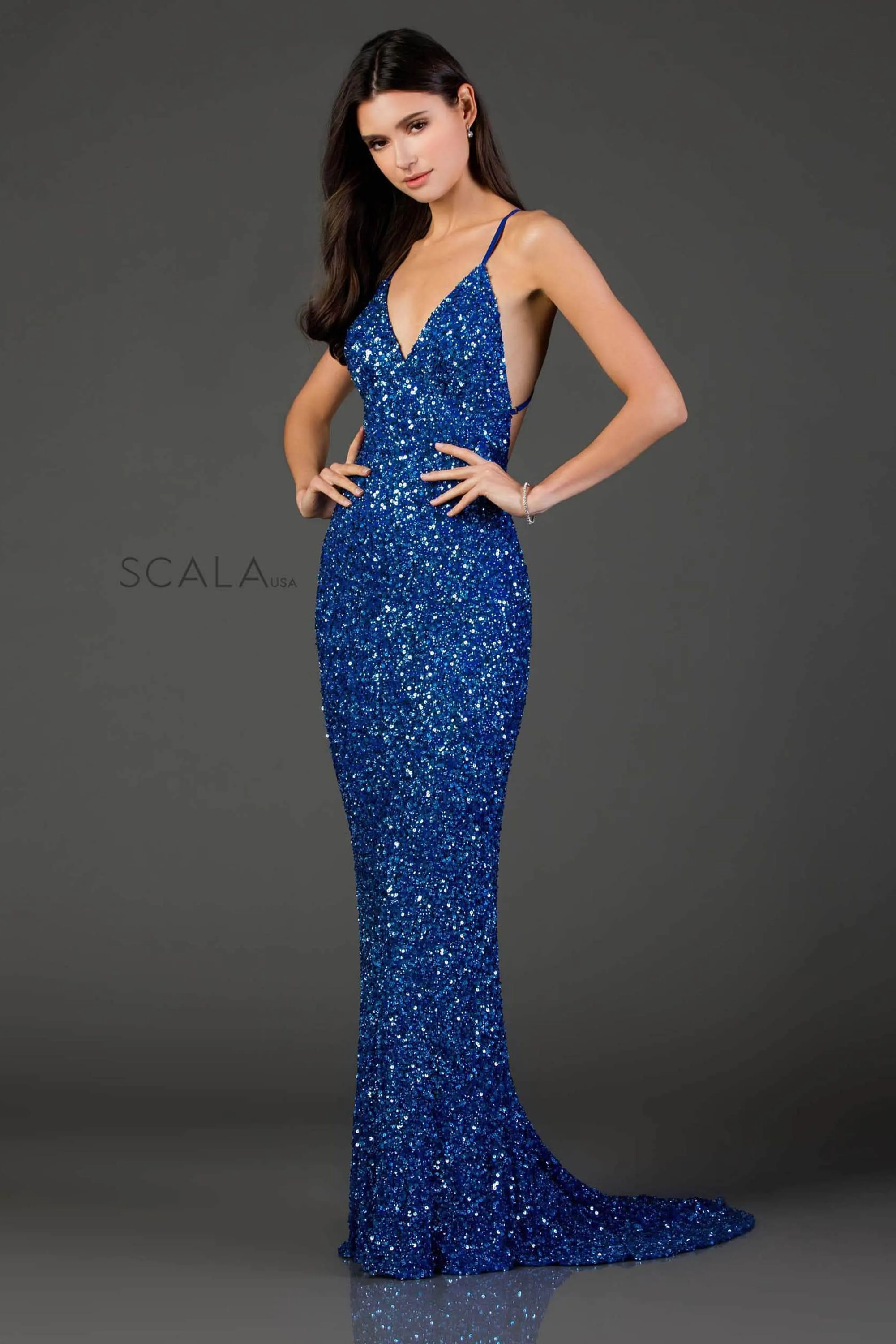 SCALA - 47551 Fitted Sequin Evening Gown