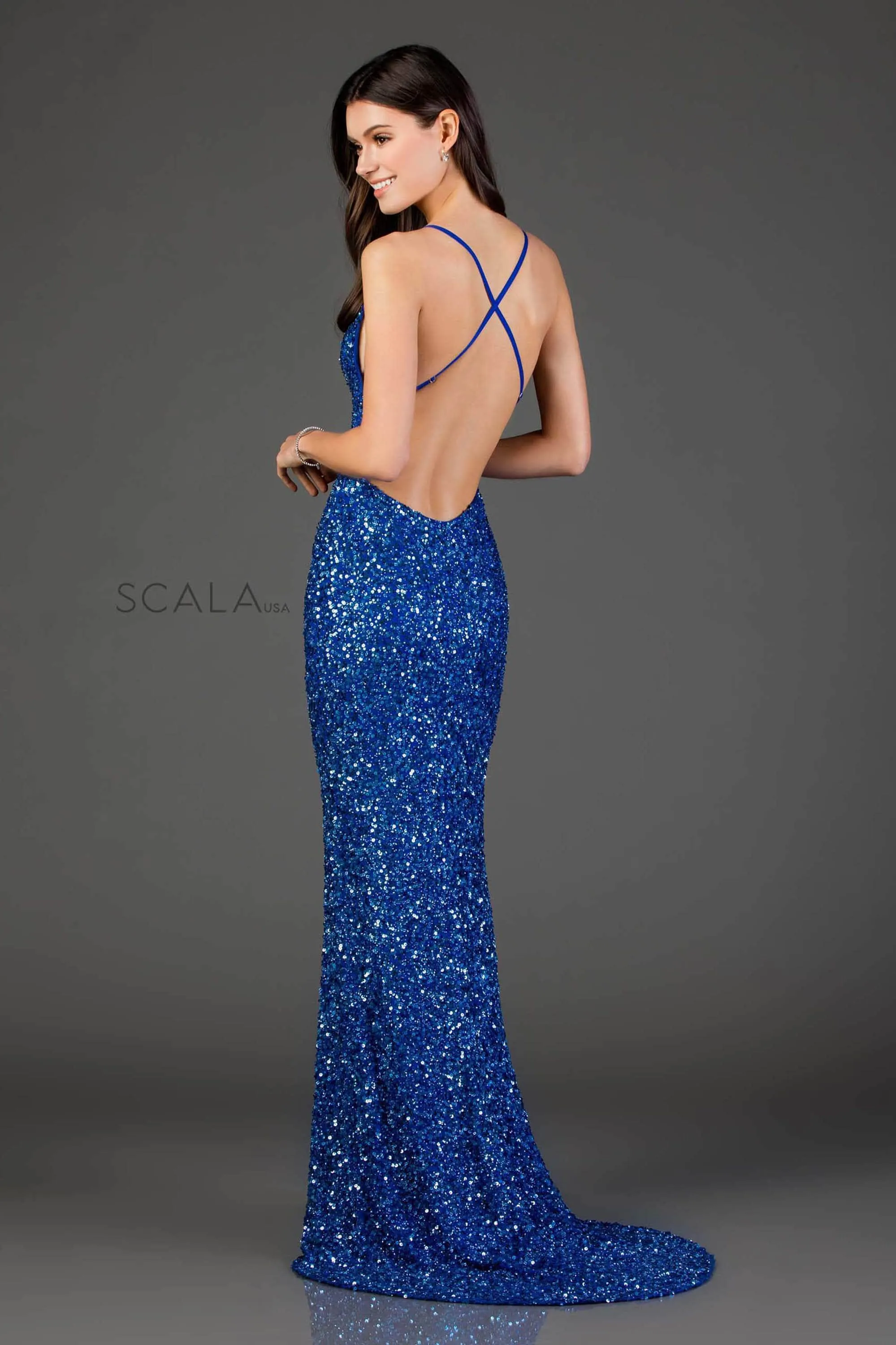 SCALA - 47551 Fitted Sequin Evening Gown