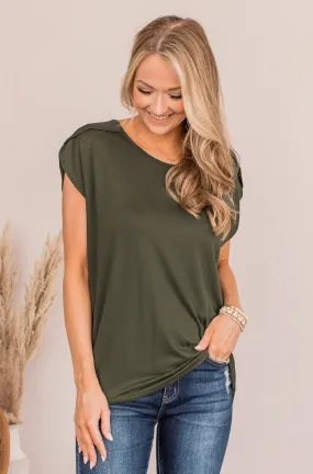 Shake Things Up Sleeveless Top- Dark Olive