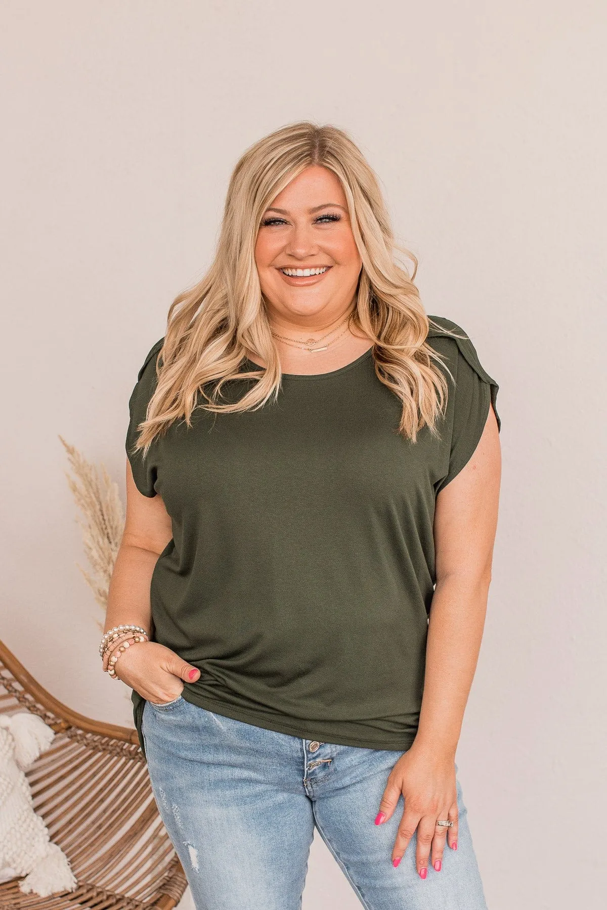 Shake Things Up Sleeveless Top- Dark Olive