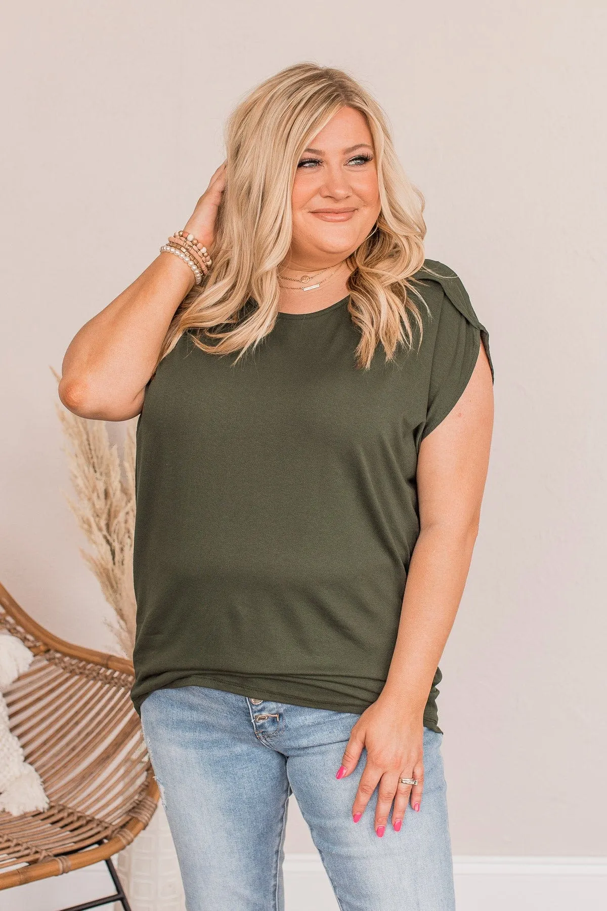 Shake Things Up Sleeveless Top- Dark Olive