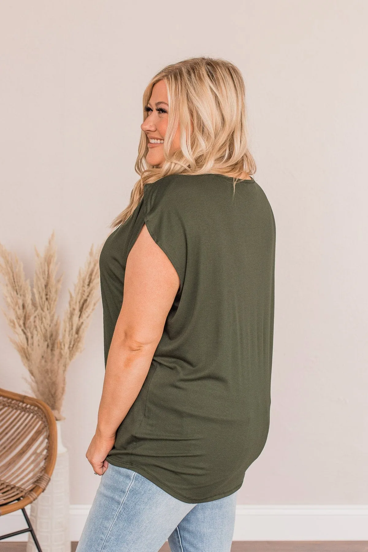 Shake Things Up Sleeveless Top- Dark Olive