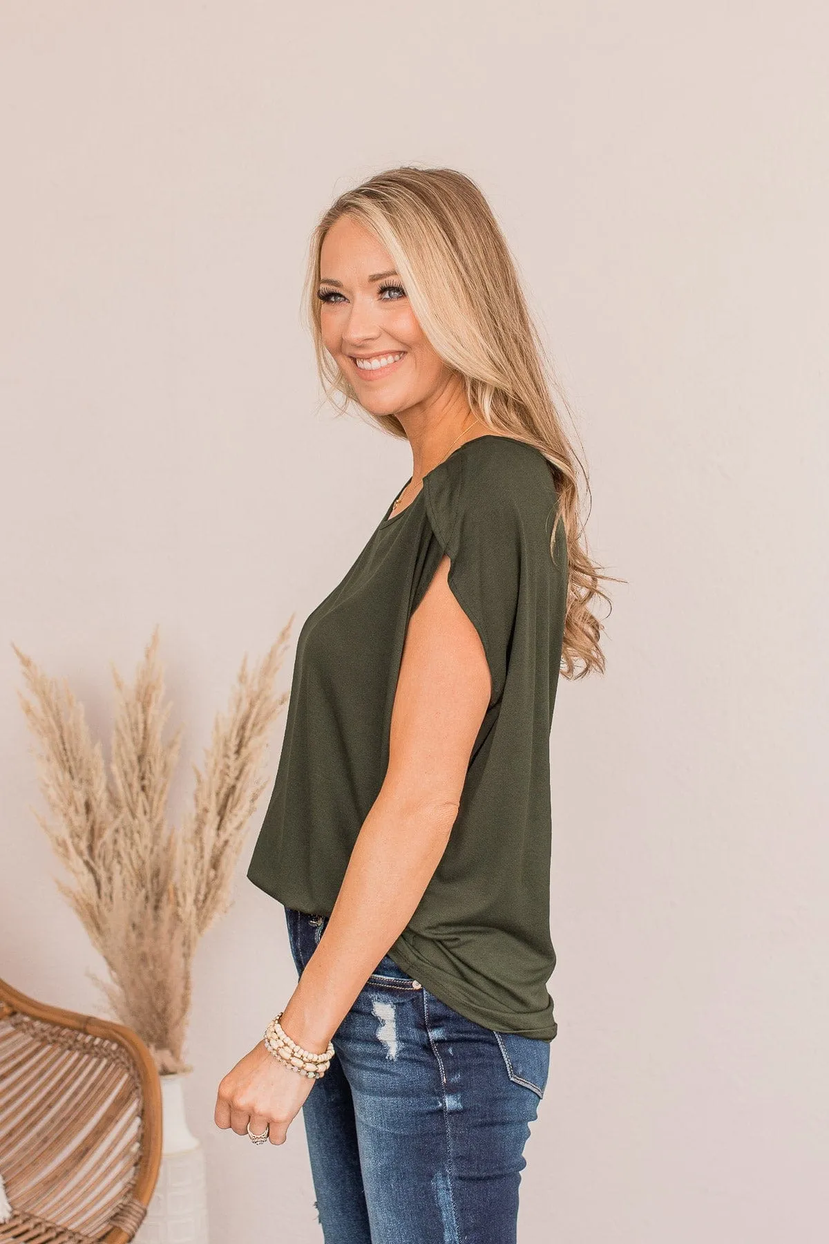 Shake Things Up Sleeveless Top- Dark Olive