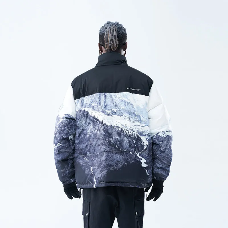 Snow Mountain Full Print Down Jacket