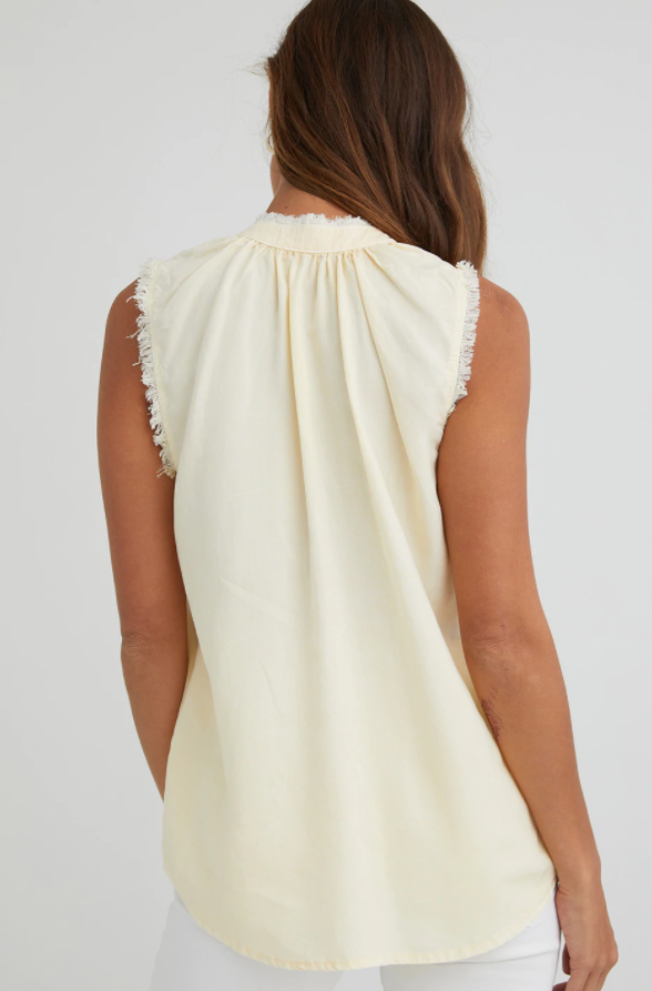 Soft daisy sleeveless fray edge pullover tank