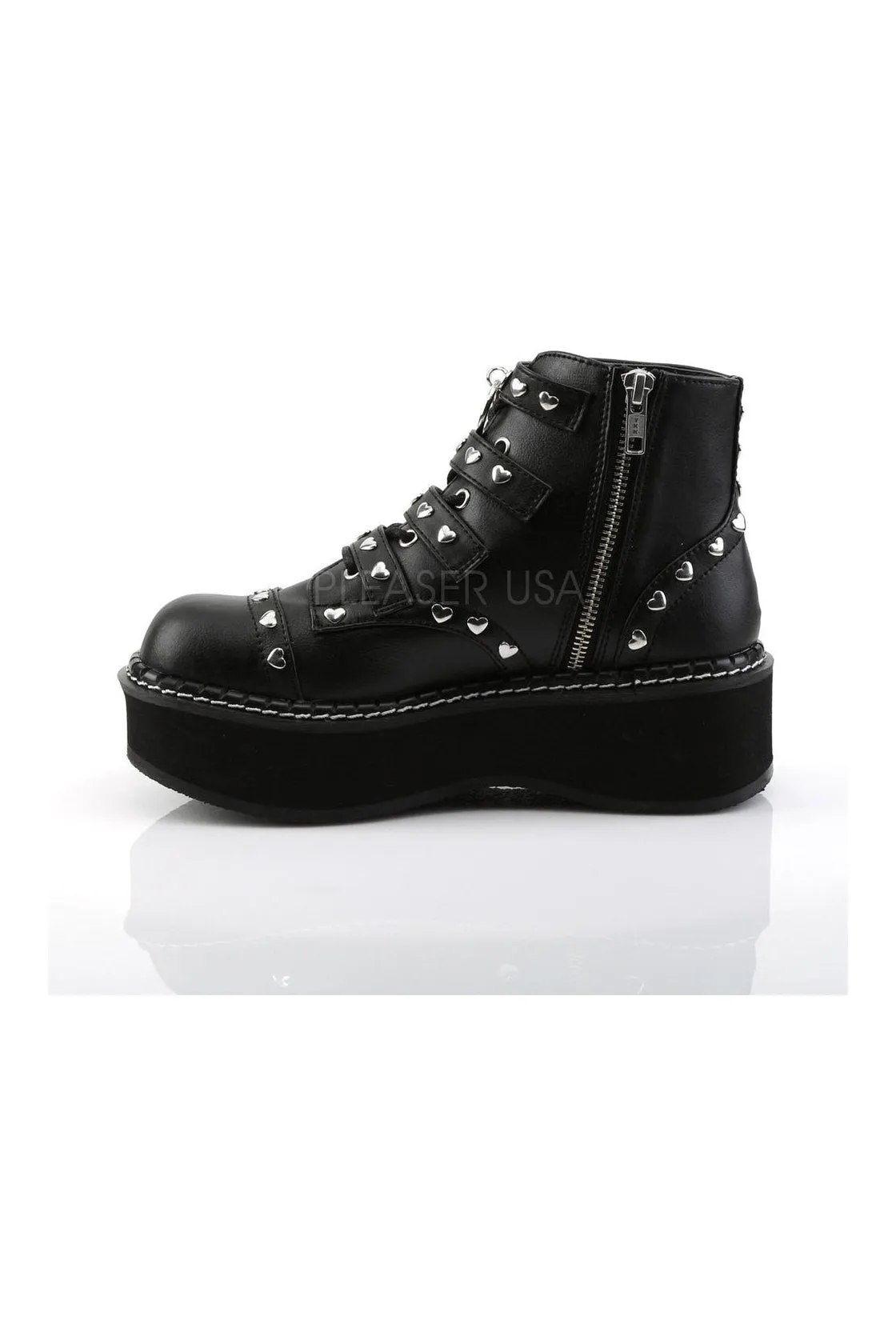 SS-EMILY-315 Demonia Ankle Boot | Black Faux Leather