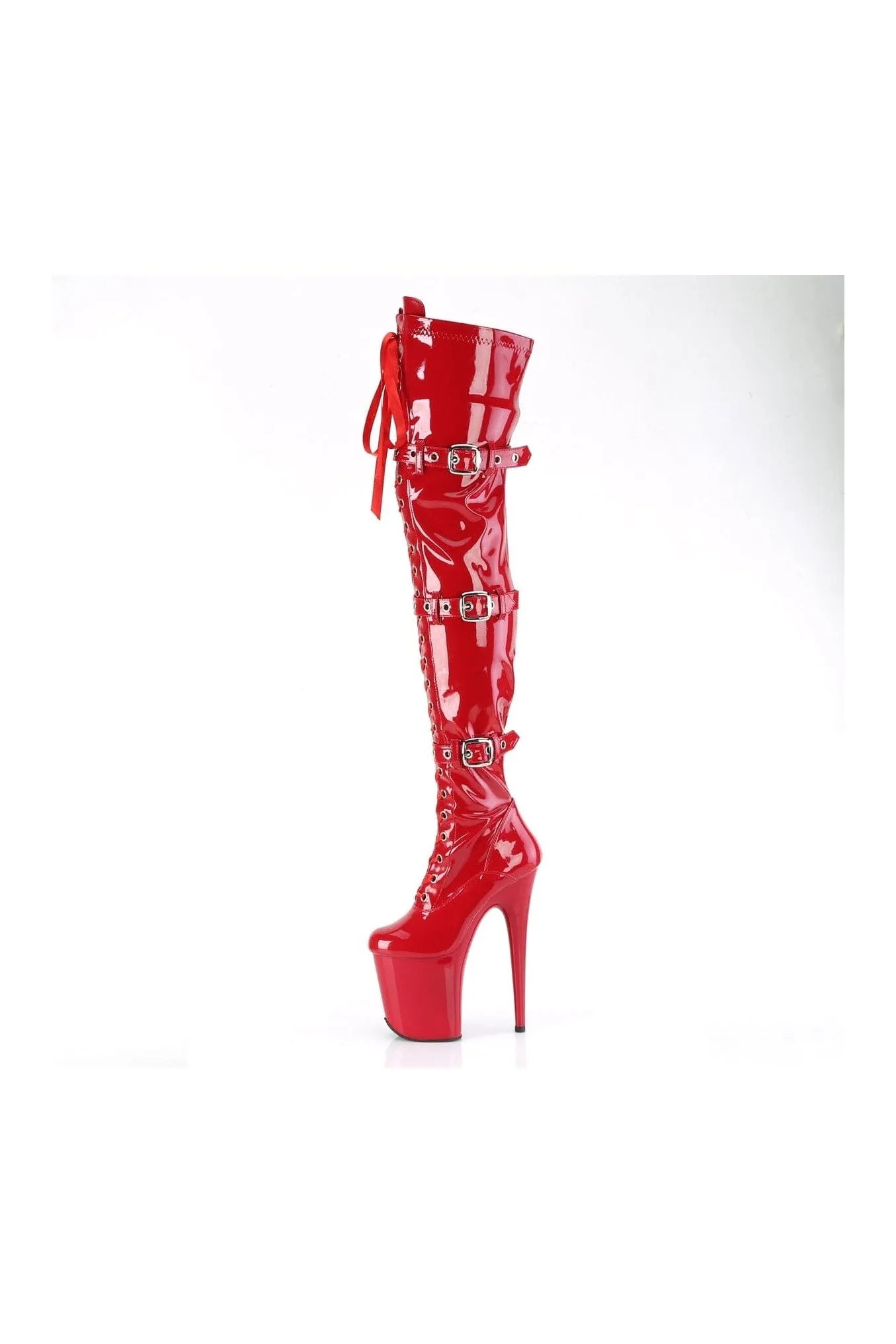 SS-FLAMINGO-3028 Red Patent Thigh Boot