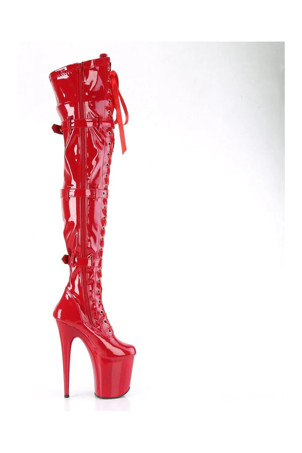 SS-FLAMINGO-3028 Red Patent Thigh Boot