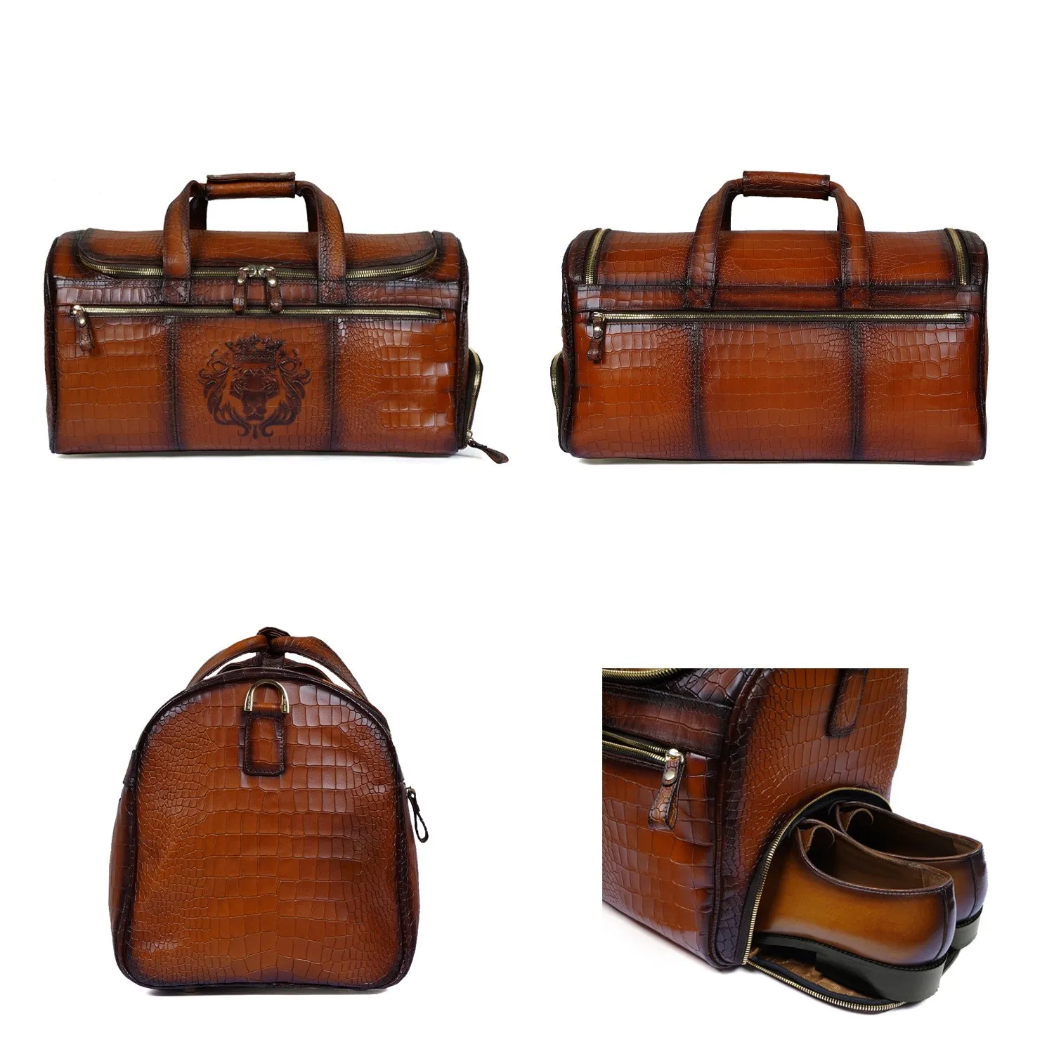 Tan Duffle Bag with Additional Footwear Compartment