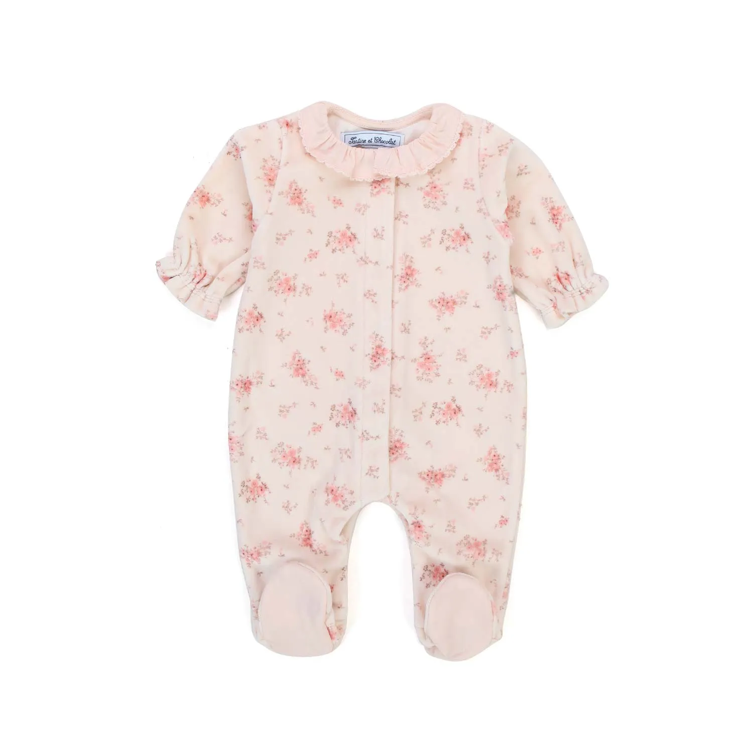 Tartine Et Chocolat Pink Romper With Prints For Baby Girl