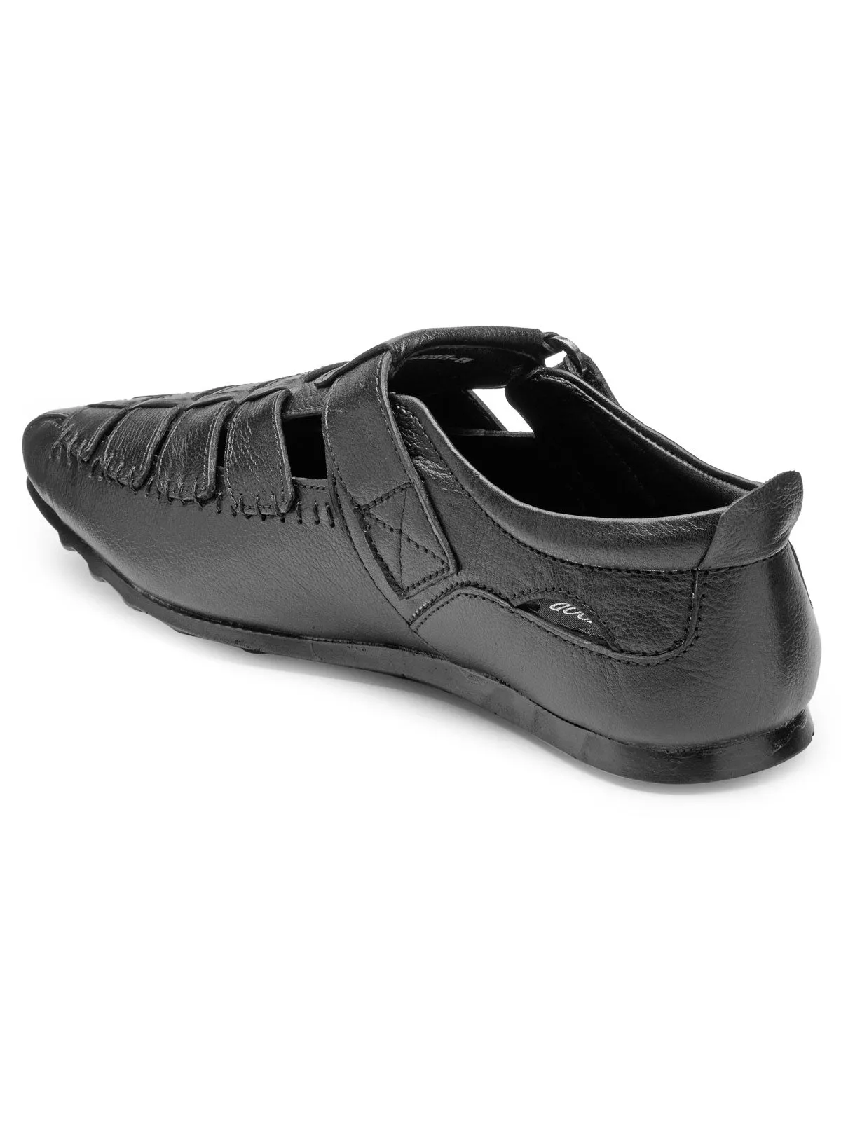 Teakwood Leather Men's Black Slipper & Sandals Footwear