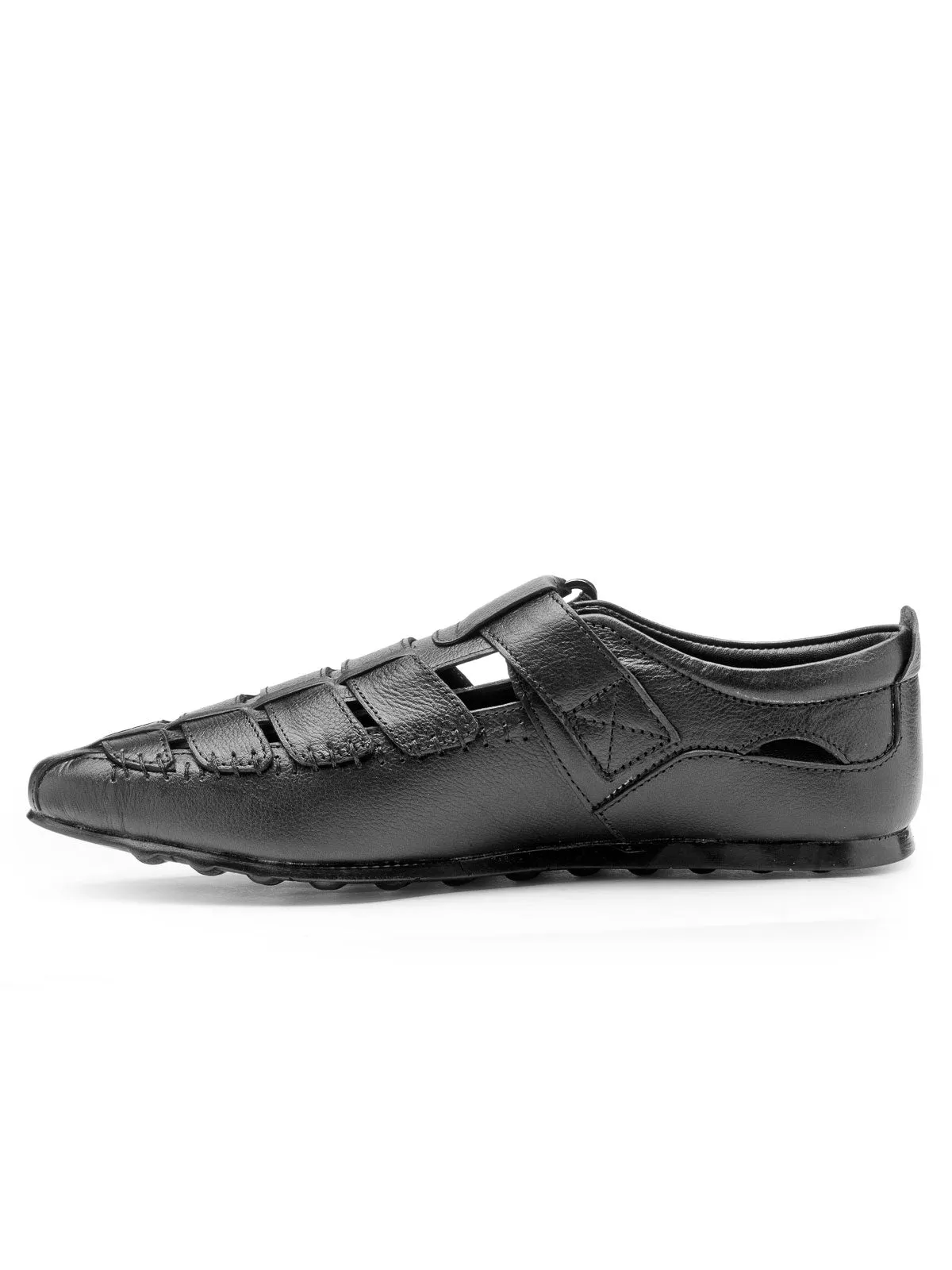 Teakwood Leather Men's Black Slipper & Sandals Footwear