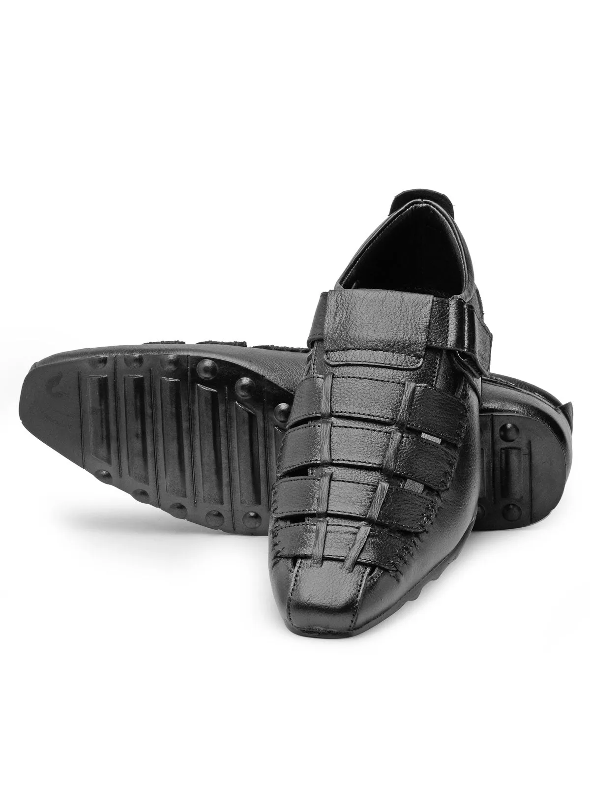 Teakwood Leather Men's Black Slipper & Sandals Footwear