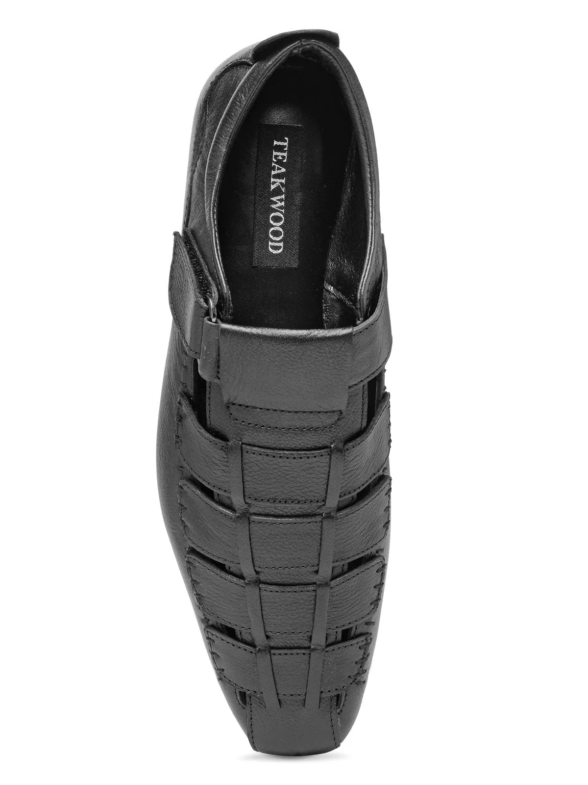 Teakwood Leather Men's Black Slipper & Sandals Footwear