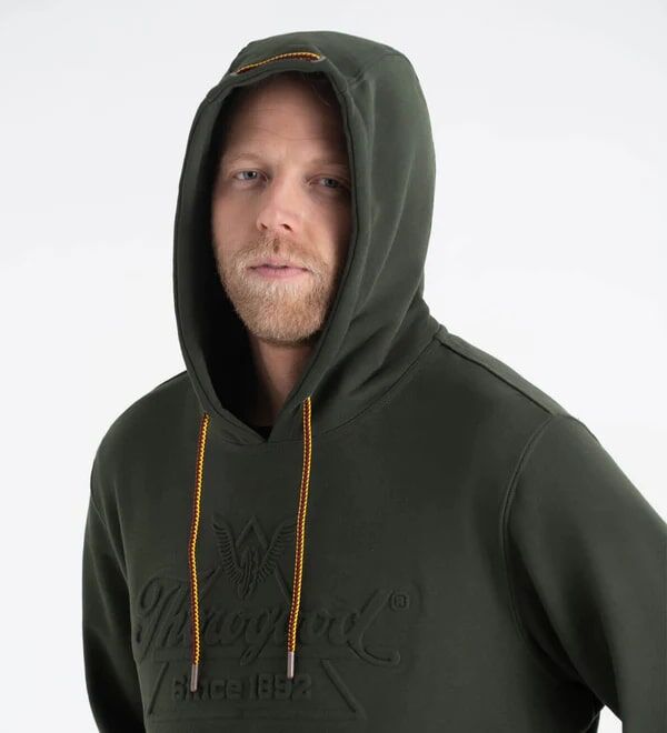 Thorogood Men's Heavyweight Brushed Embossed Logo Hoodie in Duffle Bag