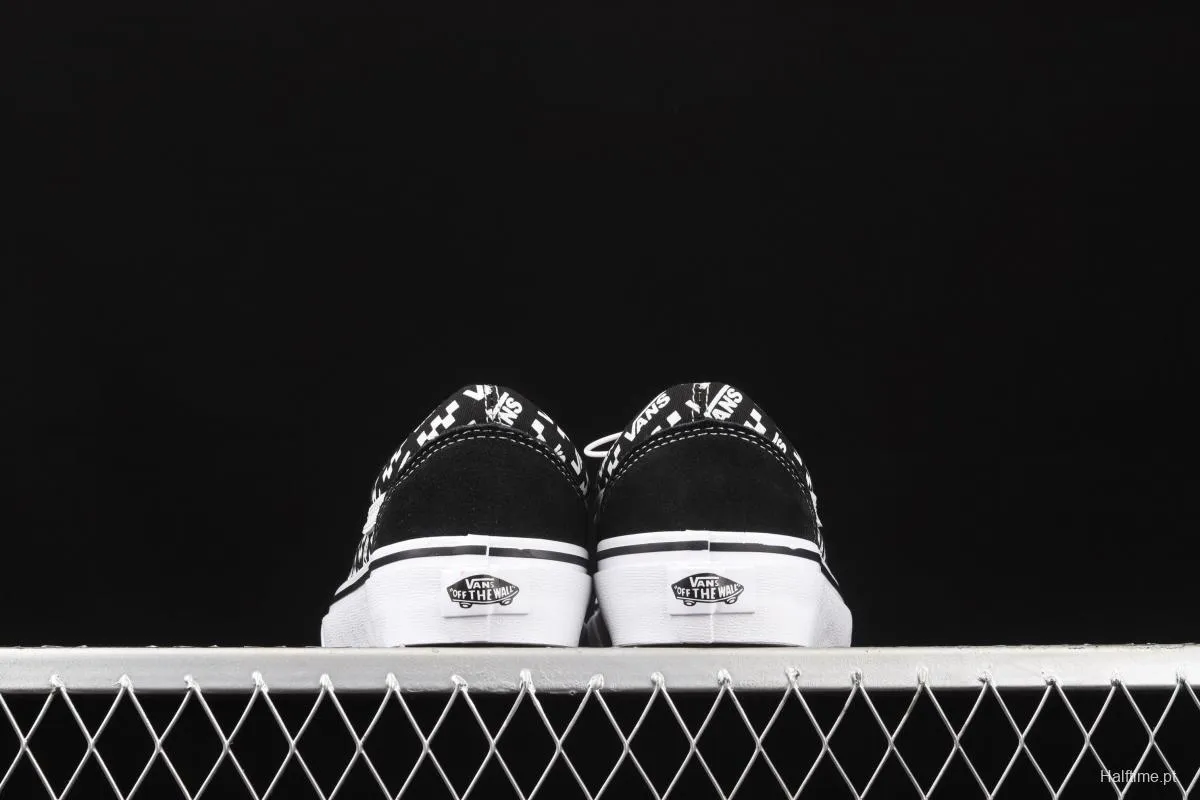 Vans Old Skool black checkerboard side printed striped letter low upper board shoes VN0A4U3BTEZ