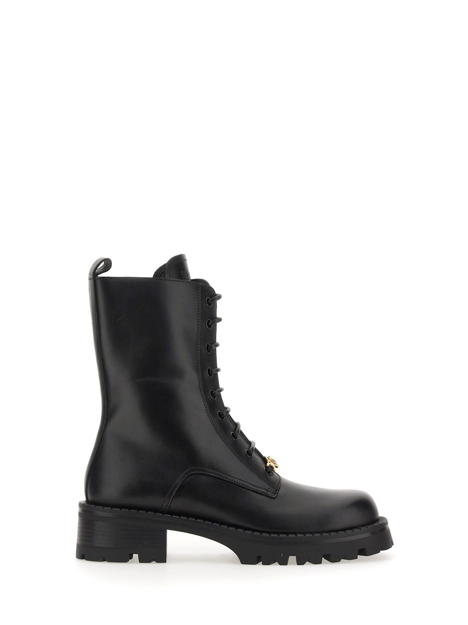 VERSACE    LEATHER BOOT WITH LACES ALIA