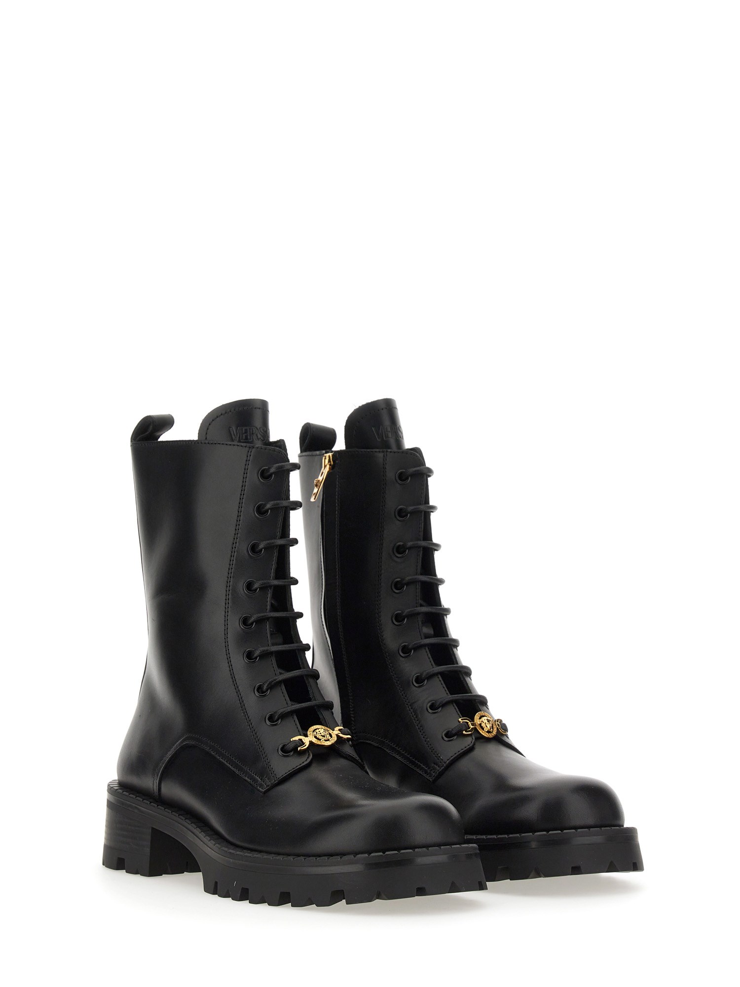 VERSACE    LEATHER BOOT WITH LACES ALIA