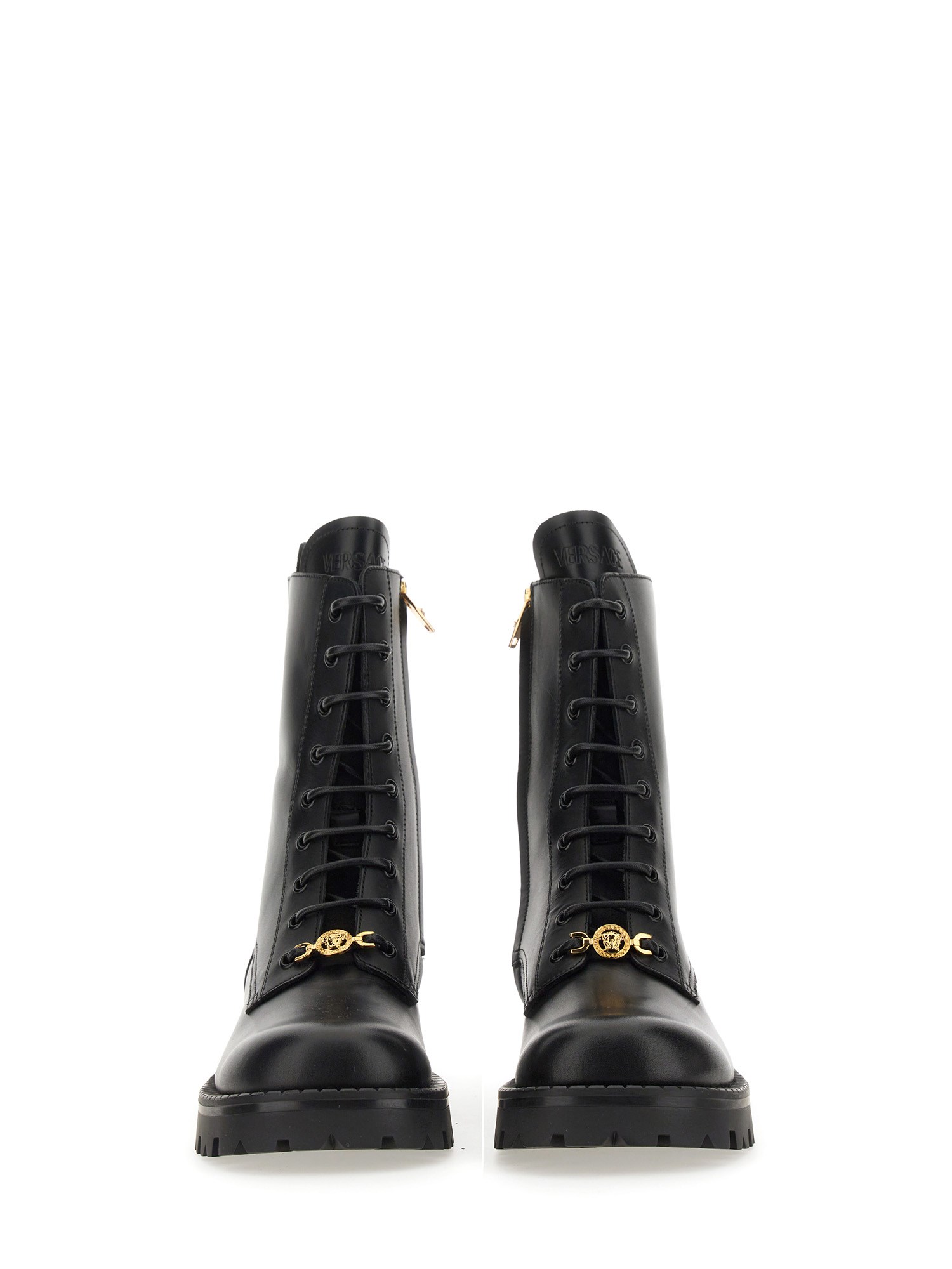 VERSACE    LEATHER BOOT WITH LACES ALIA