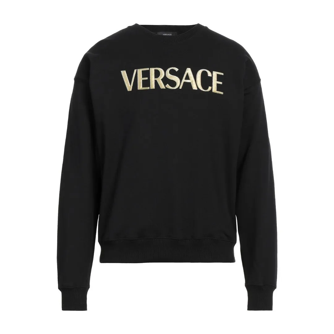 VERSACE  |Unisex Street Style Long Sleeves Plain Cotton Logo Luxury