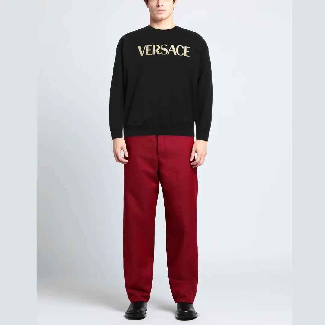 VERSACE  |Unisex Street Style Long Sleeves Plain Cotton Logo Luxury