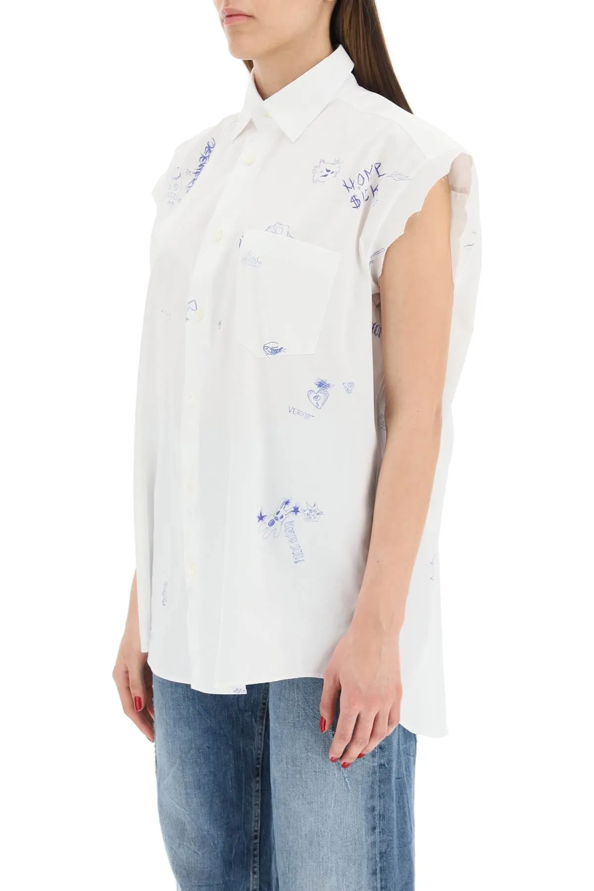 Vetements Scribbled Sleeveless Shirt